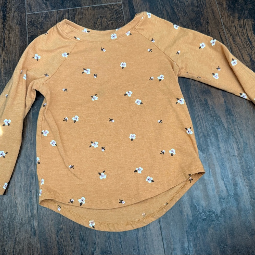 Floral Long Sleeve Top in Mustard size 2T